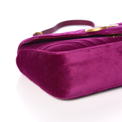 Gucci Velvet Matelasse Small GG Marmont Shoulder Bag Fuchsia Violet Cyclamen 8 of 9