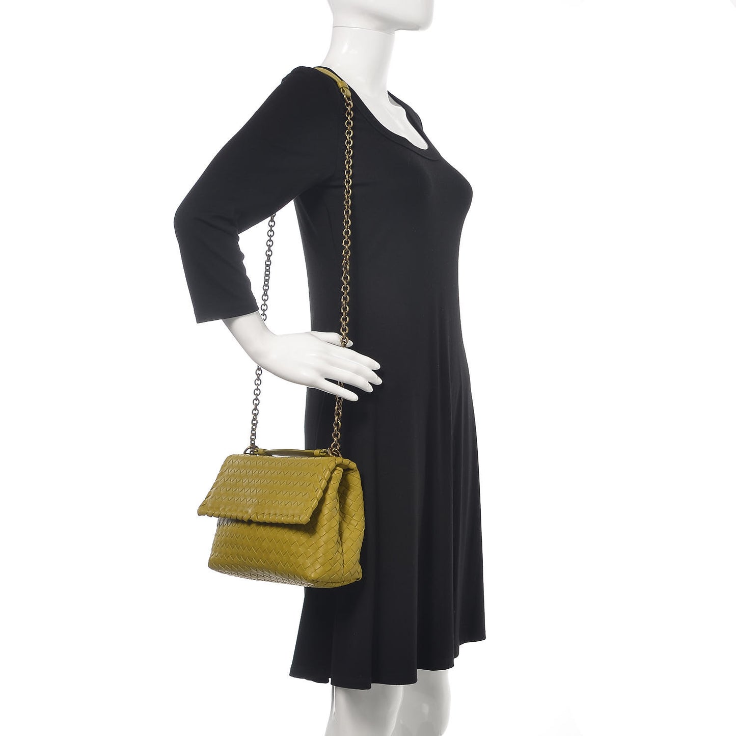 Nappa Intrecciato Small Olimpia Shoulder Bag Chartreuse
