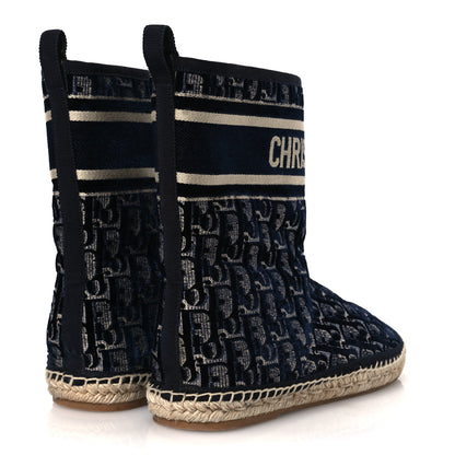 Christian Dior Velvet Oblique Granville Espadrille Boots 38.5 Deep Blue 5 of 11