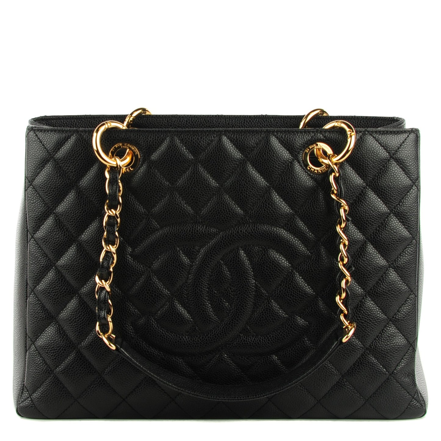 Caviar Quilted Grand Shopping Tote GST Black