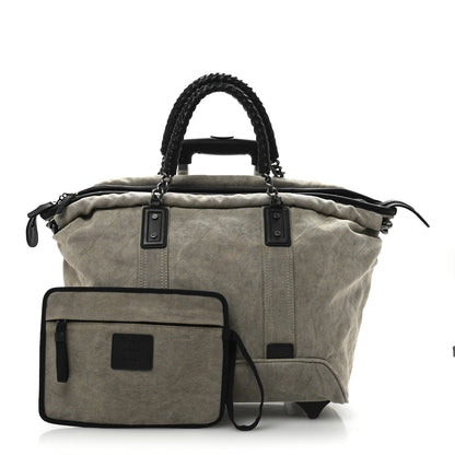 Chanel Washed Toile Calfskin Quilted Trolley Beige Black 2 of 13