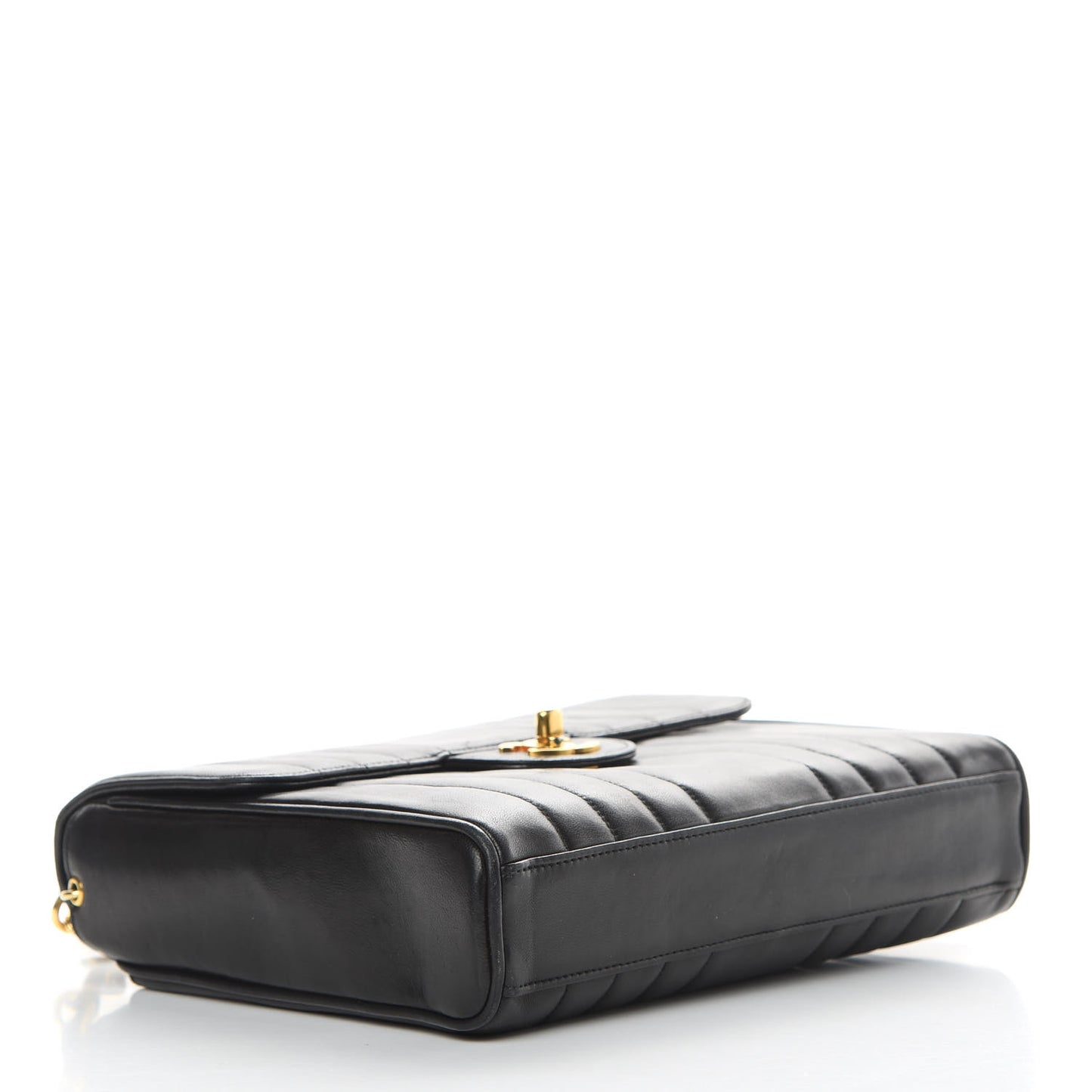 Lambskin Vertical Quilt Jumbo Single Flap Black