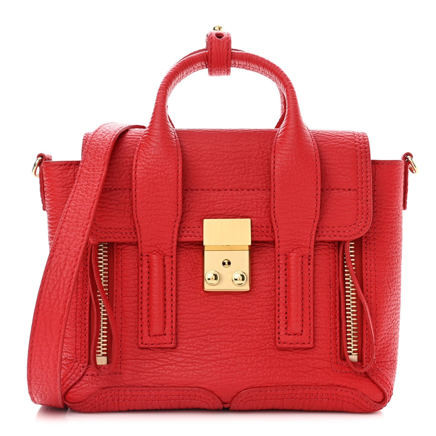 Textured Calfskin Mini Pashli Satchel Red
