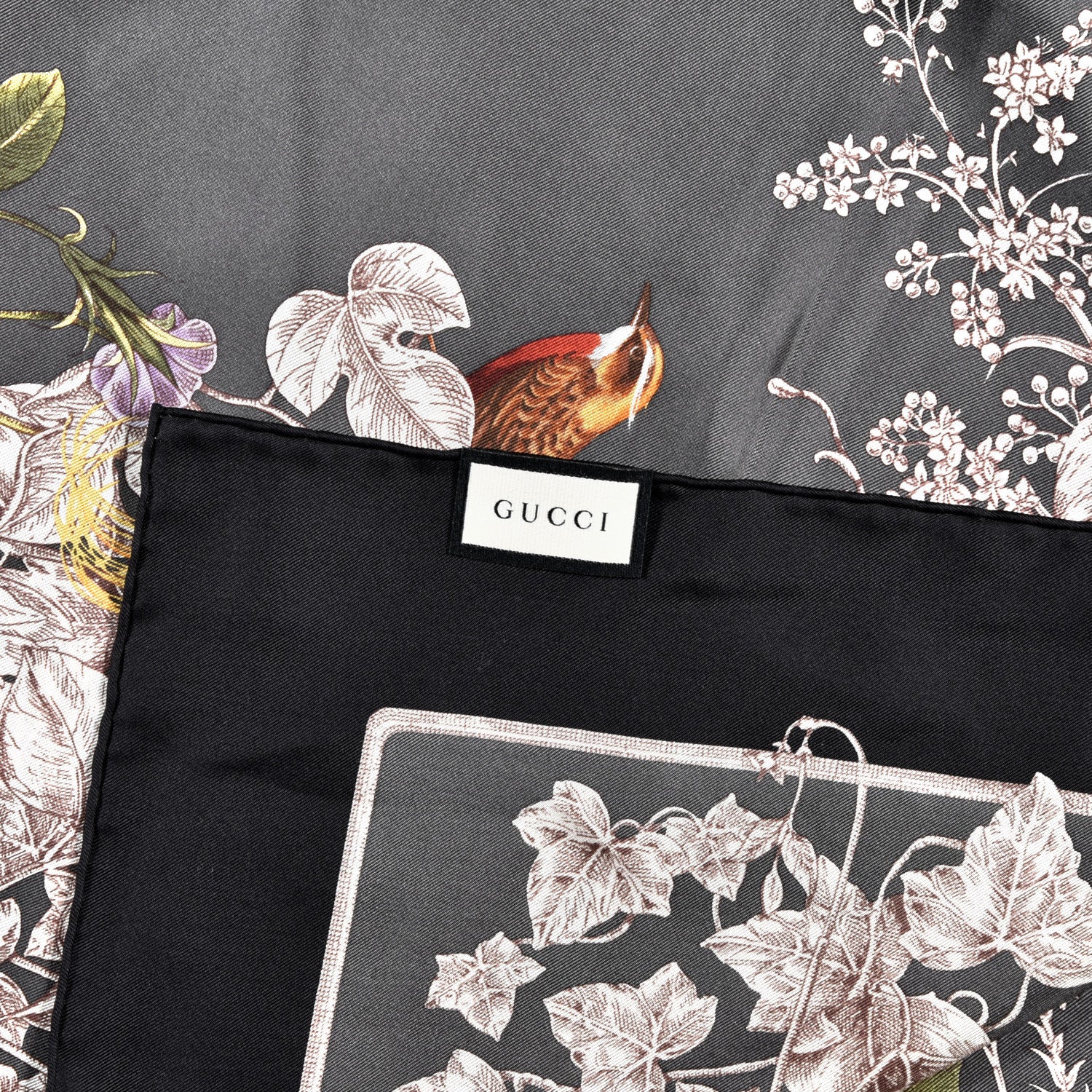 Gucci Silk Twill Wondergardenia Square Scarf Anthracite 2 of 4