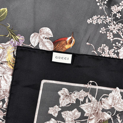 Gucci Silk Twill Wondergardenia Square Scarf Anthracite 2 of 4