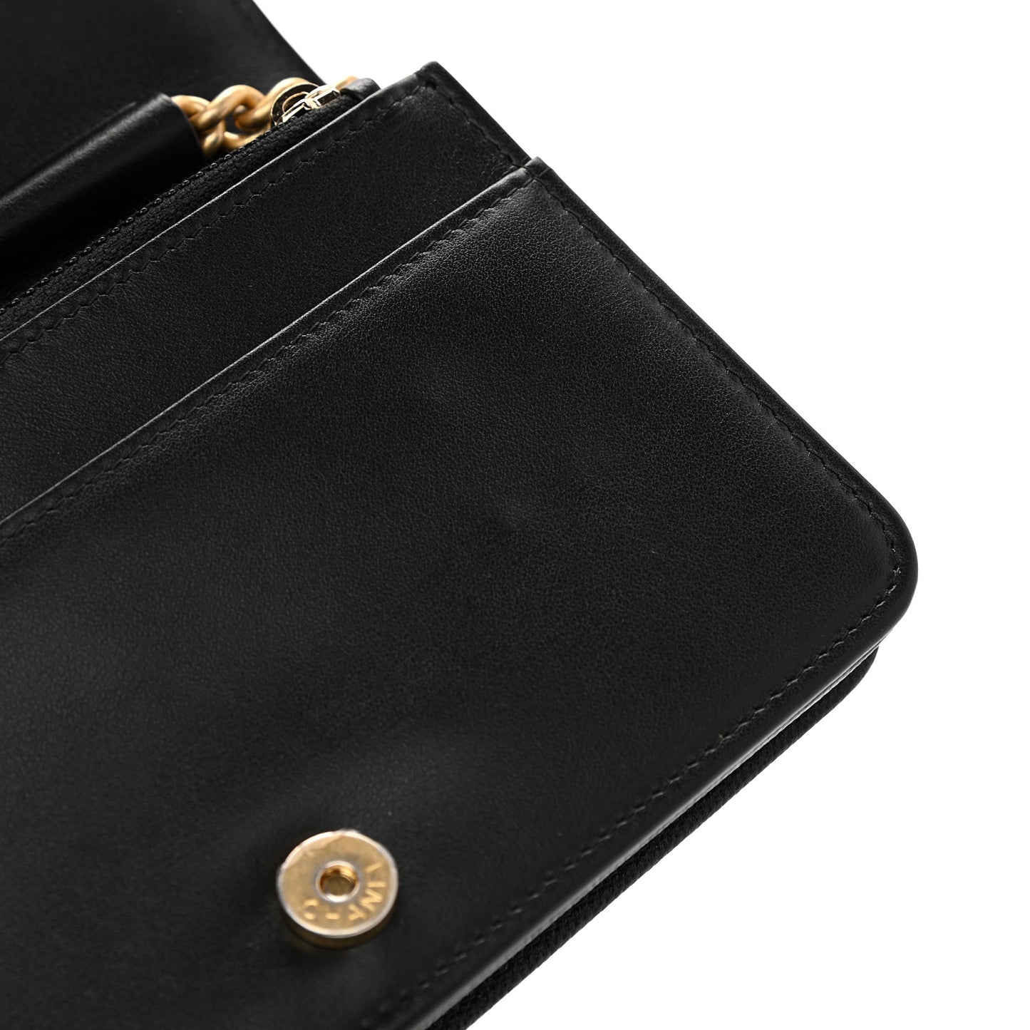 Caviar Quilted Boy Wallet On Chain WOC Black