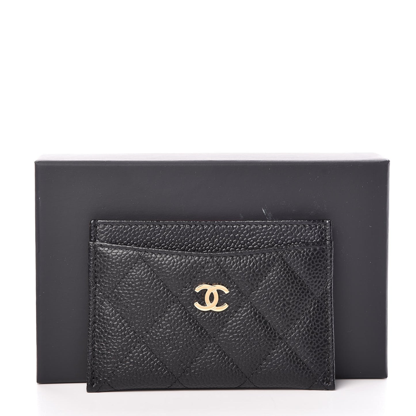 Caviar Quilted Card Holder Black