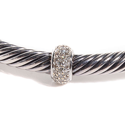 David Yurman Sterling Silver Double Diamond 5mm Cable Classics Cuff 5 of 5