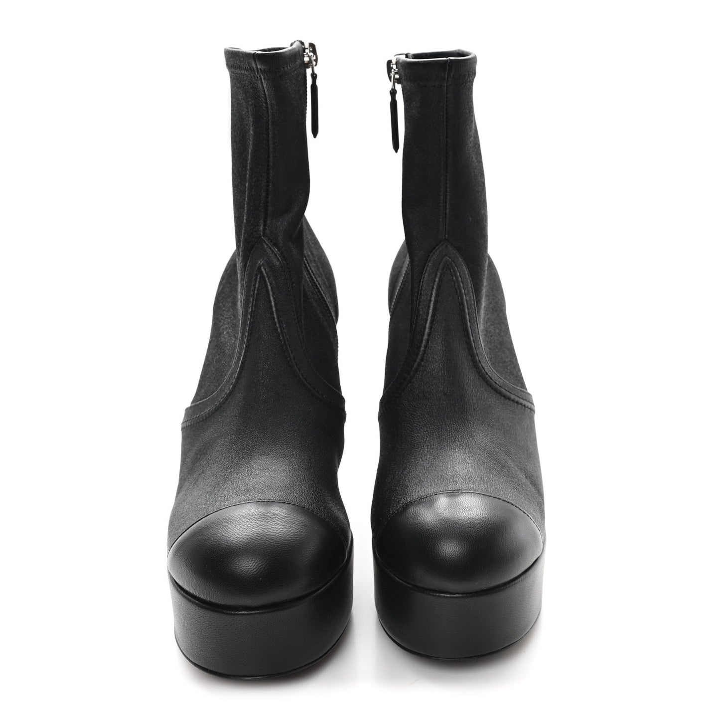 Lambskin Platform Short Boots 39 Black