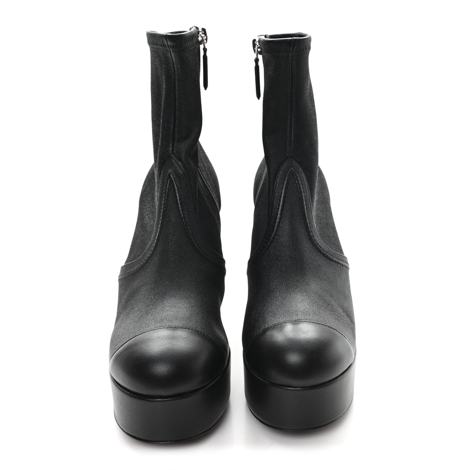 Chanel Lambskin Platform Short Boots 39 Black 3 of 9