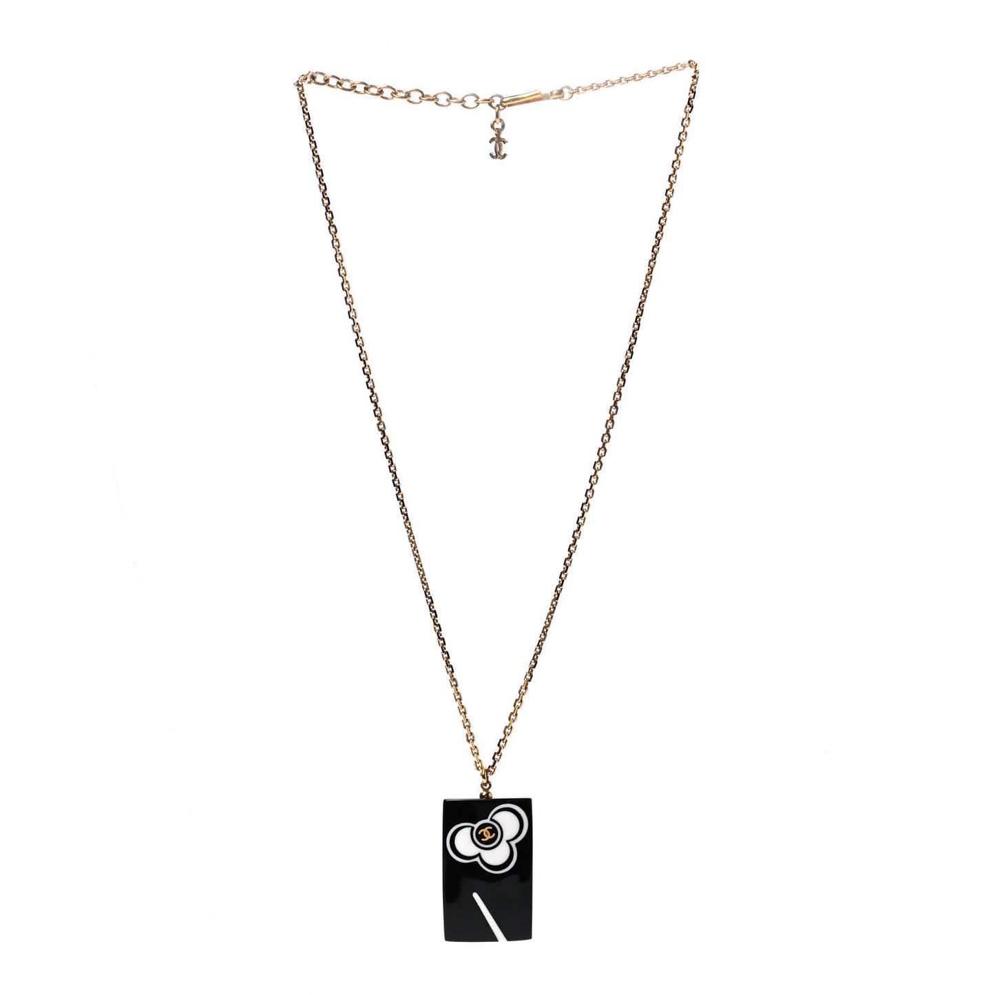 Resin Camellia CC Necklace Black Gold