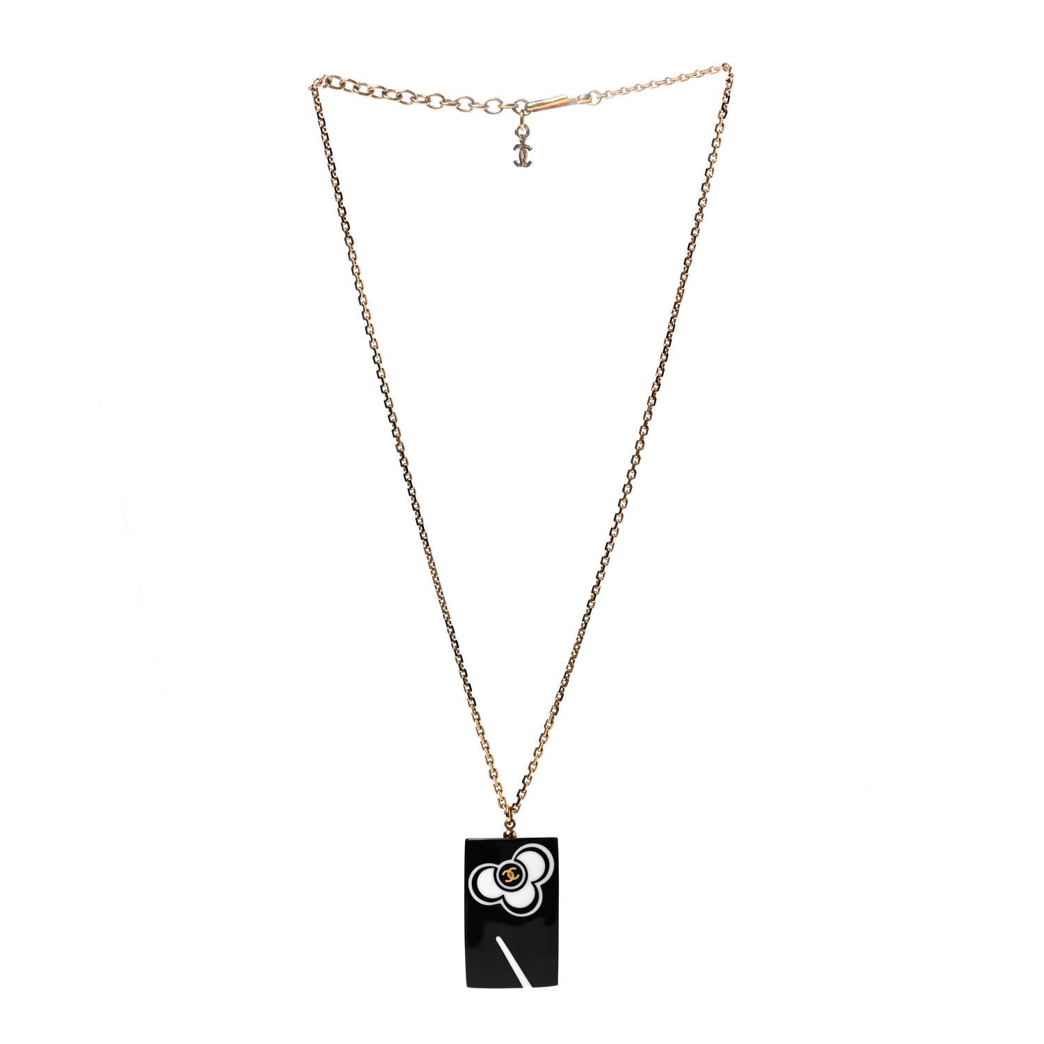 Chanel Resin Camellia CC Necklace Black Gold 3 of 6