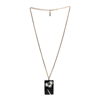 Chanel Resin Camellia CC Necklace Black Gold 3 of 6