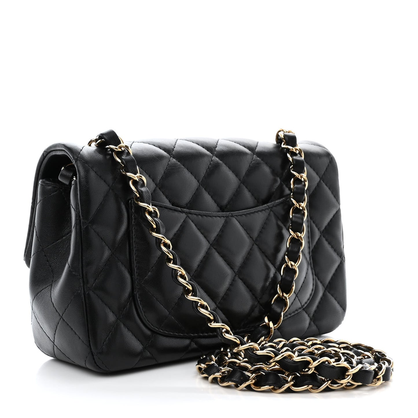 Lambskin Quilted Mini Rectangular Flap Black