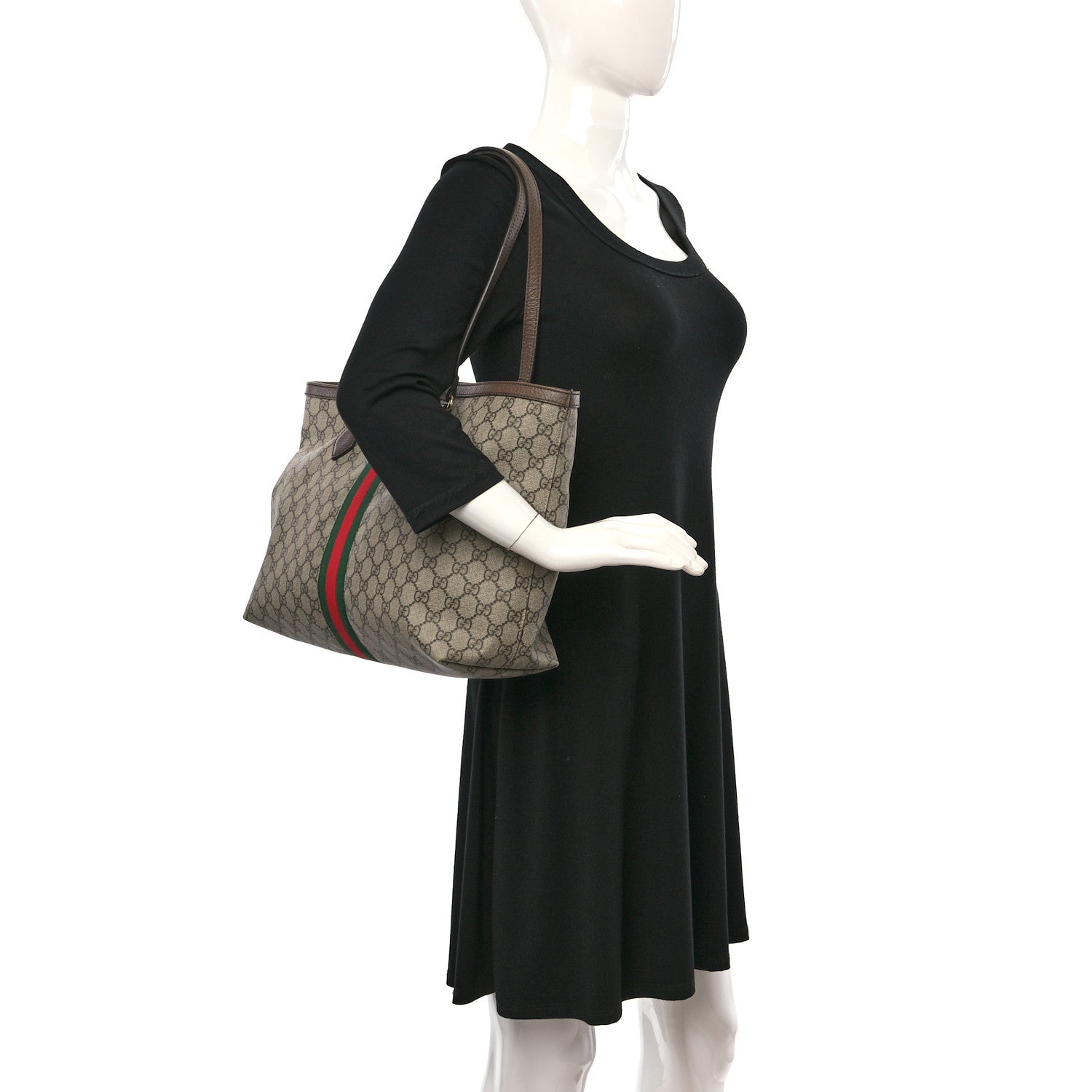 Gucci GG Supreme Monogram Medium Ophidia Shopping Tote Brown 2 of 16