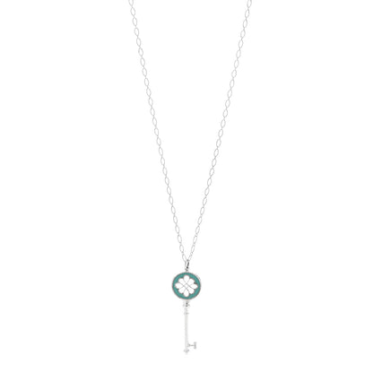 Tiffany Sterling Silver Enamel Knot Key Pendant Necklace Blue 1 of 6