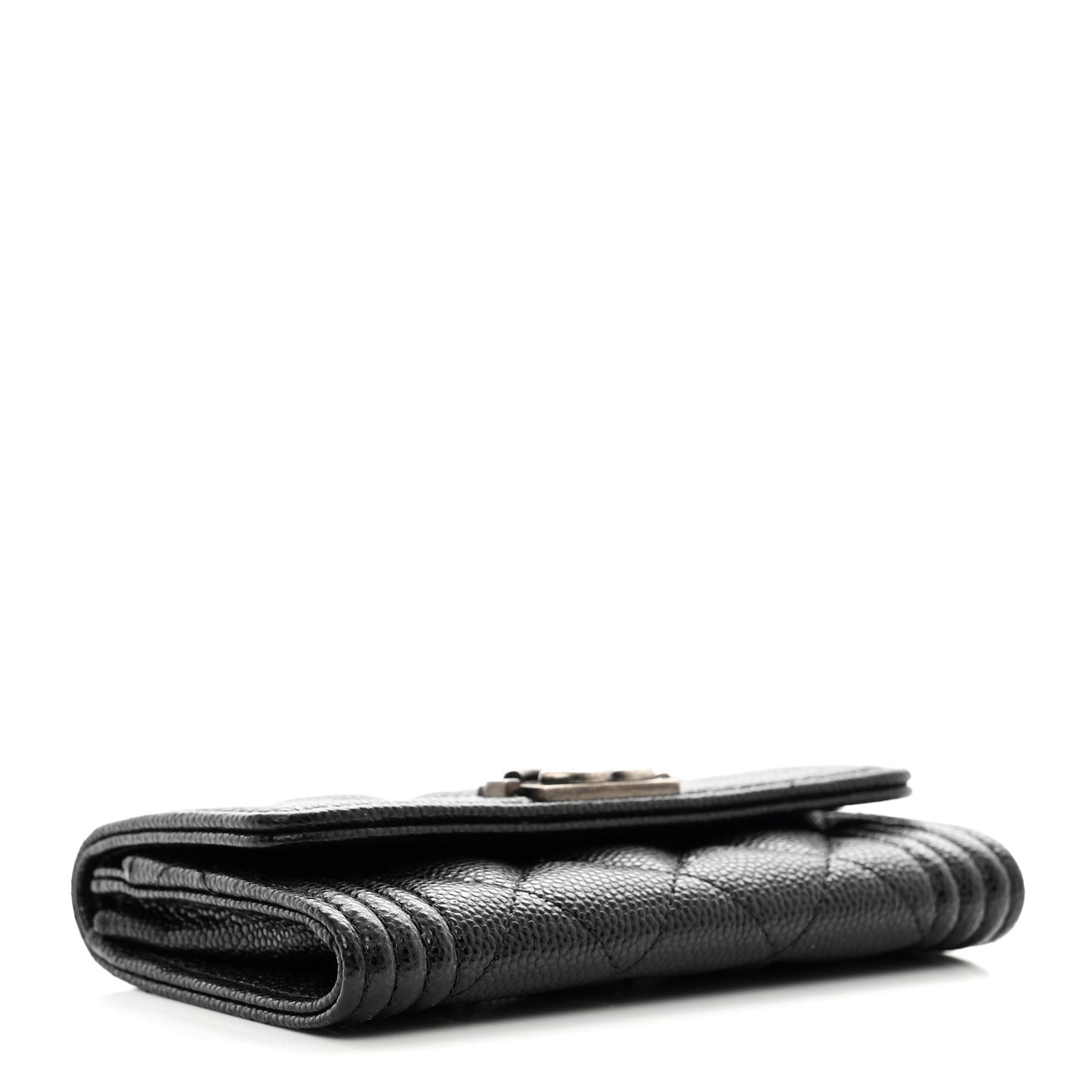 Caviar Quilted Boy Flap Card Holder Black
