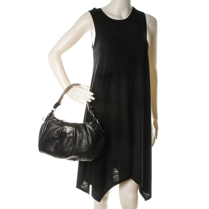 Prada Cervo Lux Chain Hobo Nero Black 2 of 7