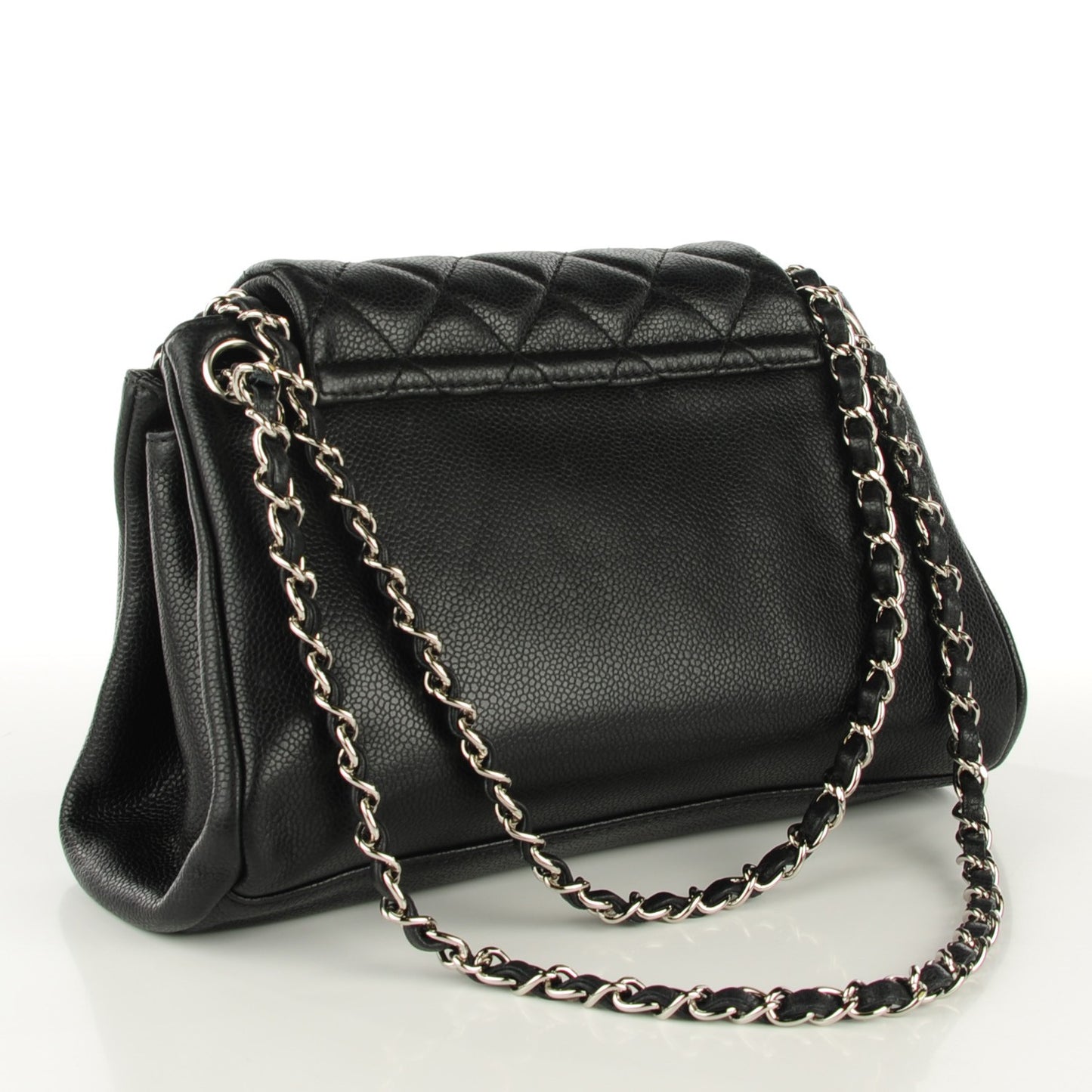 Caviar Quilted Accordion Mademoiselle Flap Black
