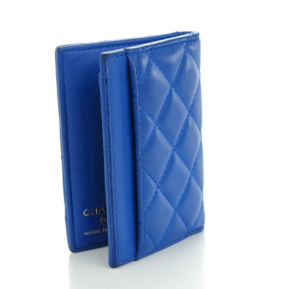 Chanel Lambskin Quilted Card Holder Wallet Blue 3 of 7