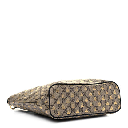 Gucci Soft GG Supreme Monogram Bees Small Crossbody Tote Beige Oro Black 3 of 8