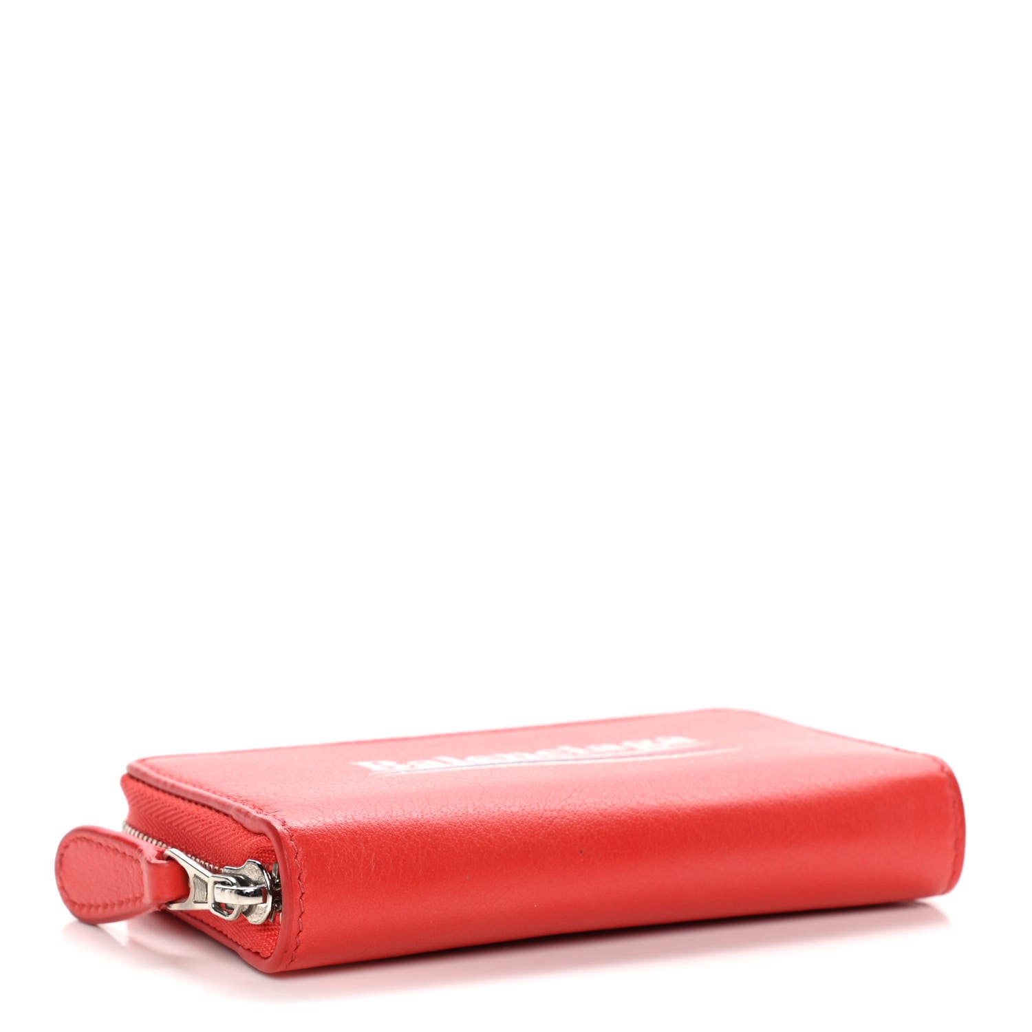Balenciaga Calfskin Political Campaign Logo Zip Around Card Holder Vivid Red 4 of 13