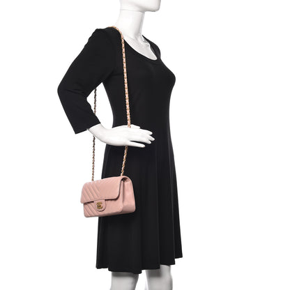 Chanel Calfskin Chevron Quilted Mini Rectangular Flap Light Pink 2 of 11