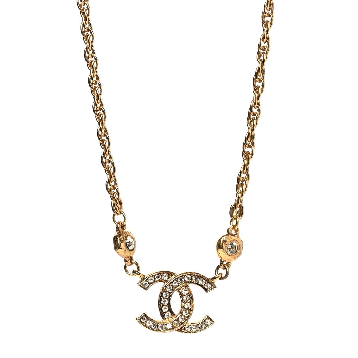 Crystal CC Chain Necklace Gold