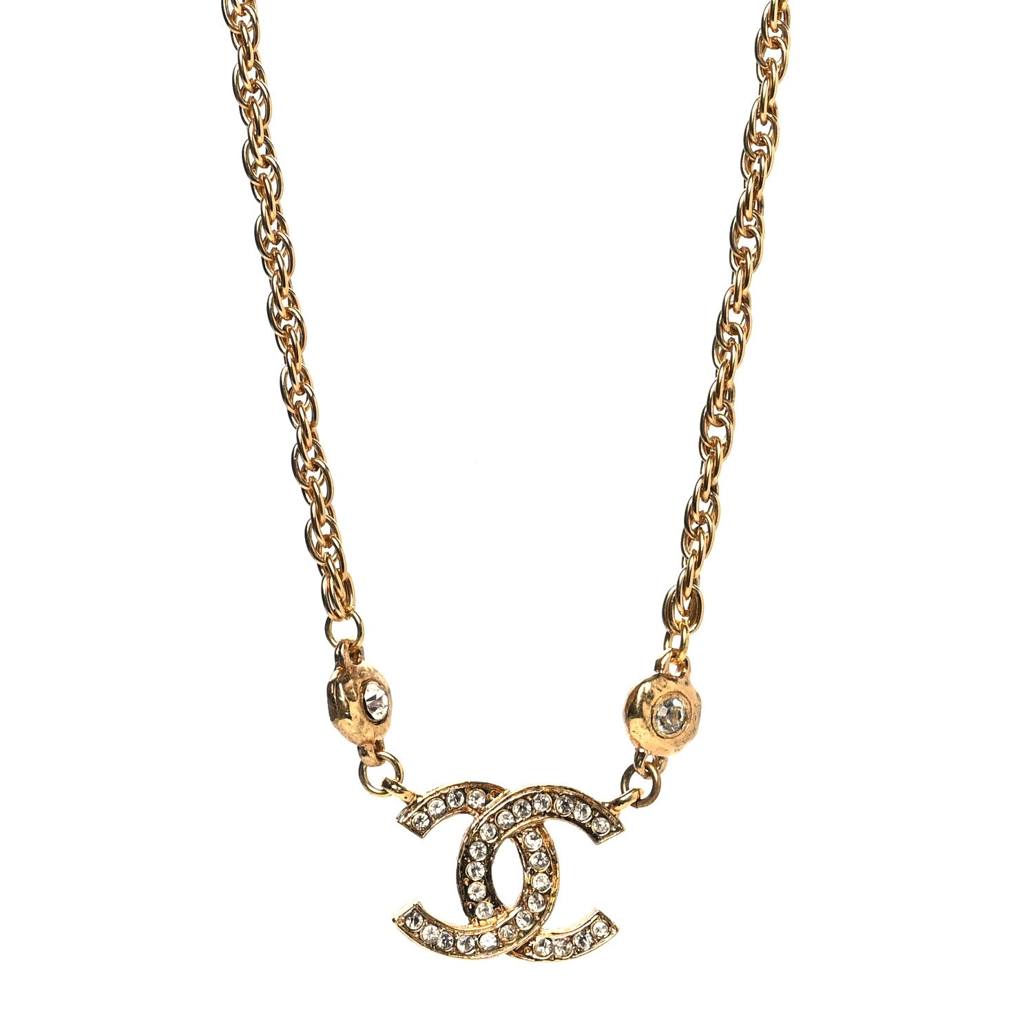 Chanel Crystal CC Chain Necklace Gold 1 of 4