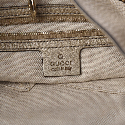 Gucci Metallic Pebbled Calfskin Medium Soho Chain Shoulder Bag Golden Beige 5 of 9