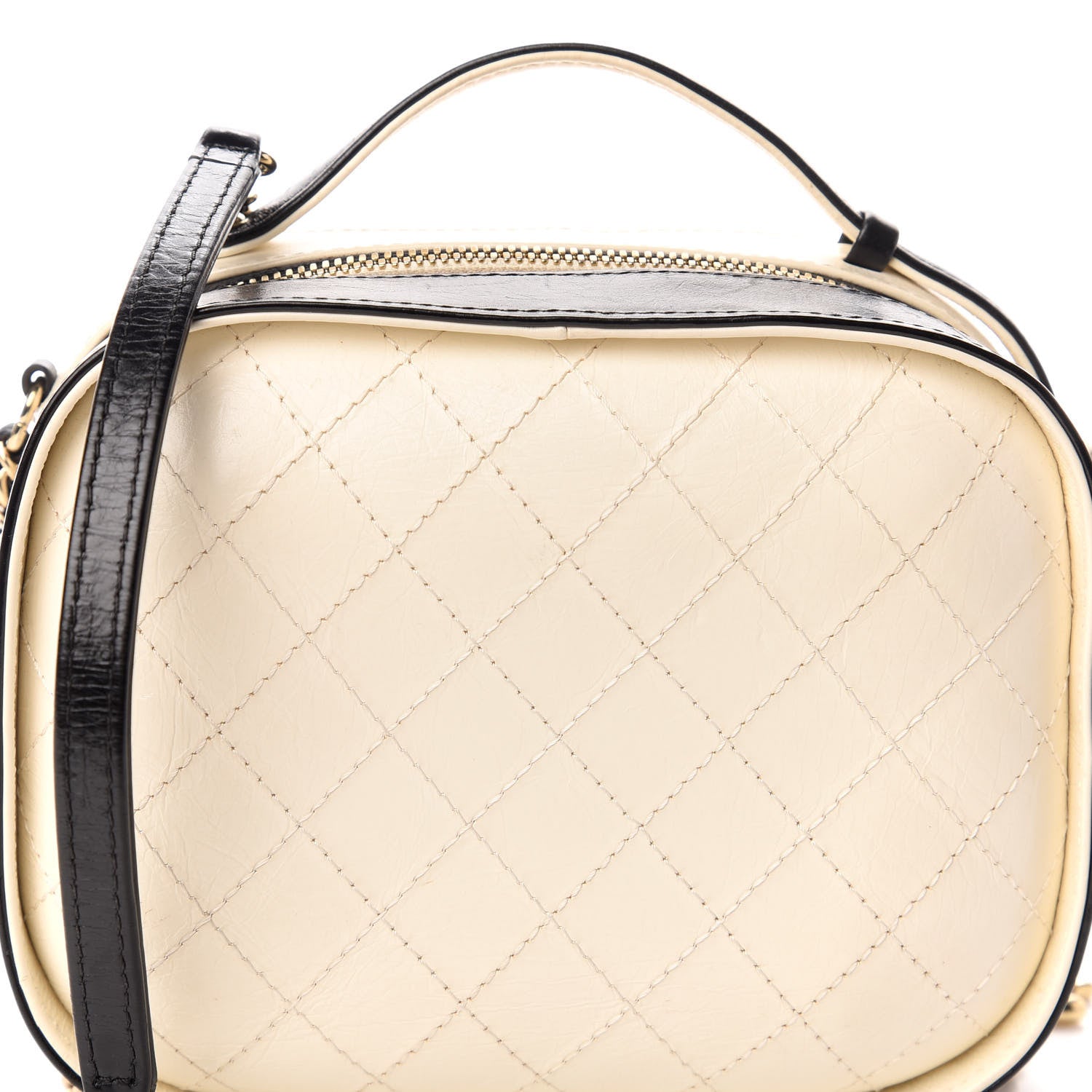 Chanel Aged Calfskin Stitched Camera Case Black Light Beige 8 of 10