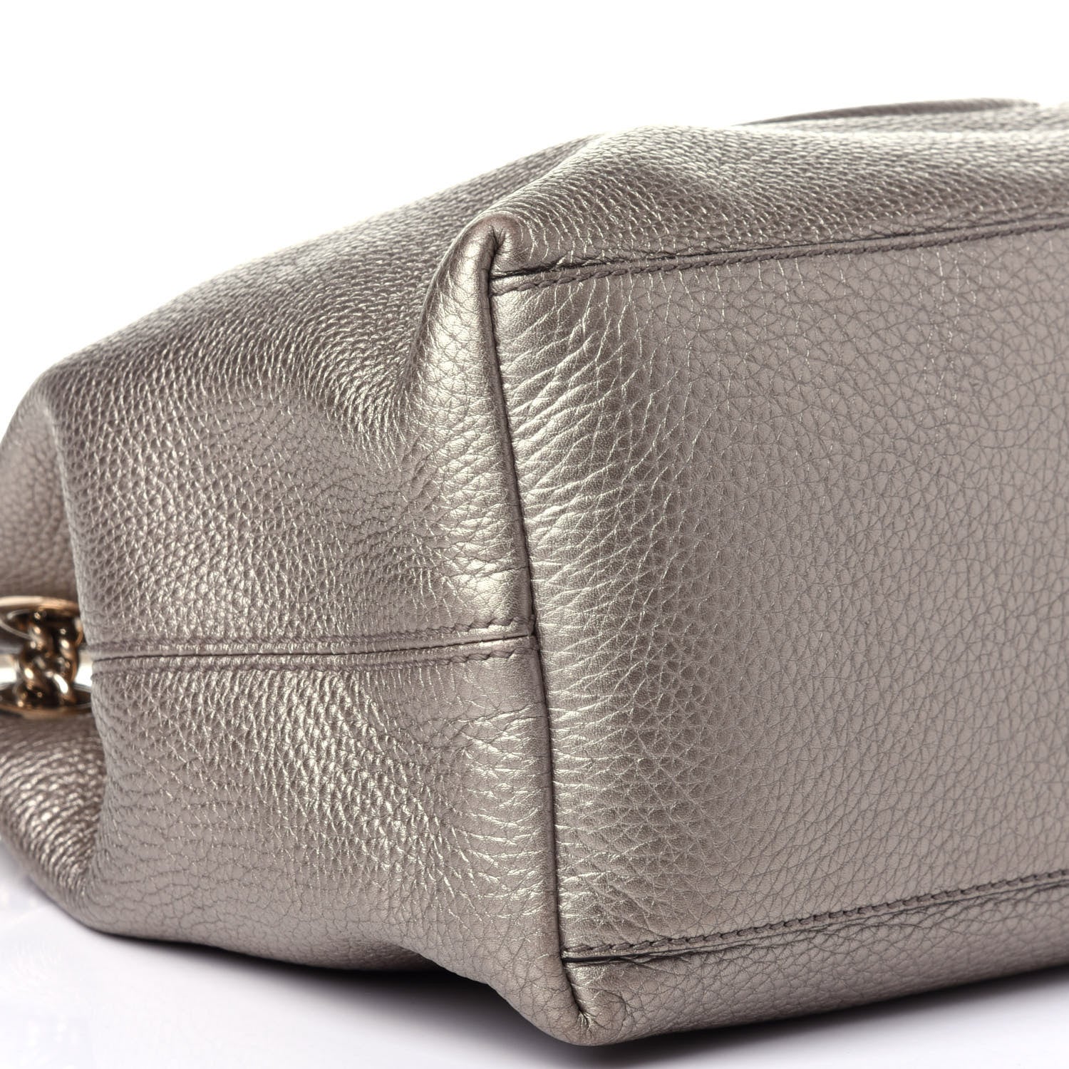 Gucci Metallic Pebbled Calfskin Medium Soho Chain Shoulder Bag Golden Beige 10 of 12