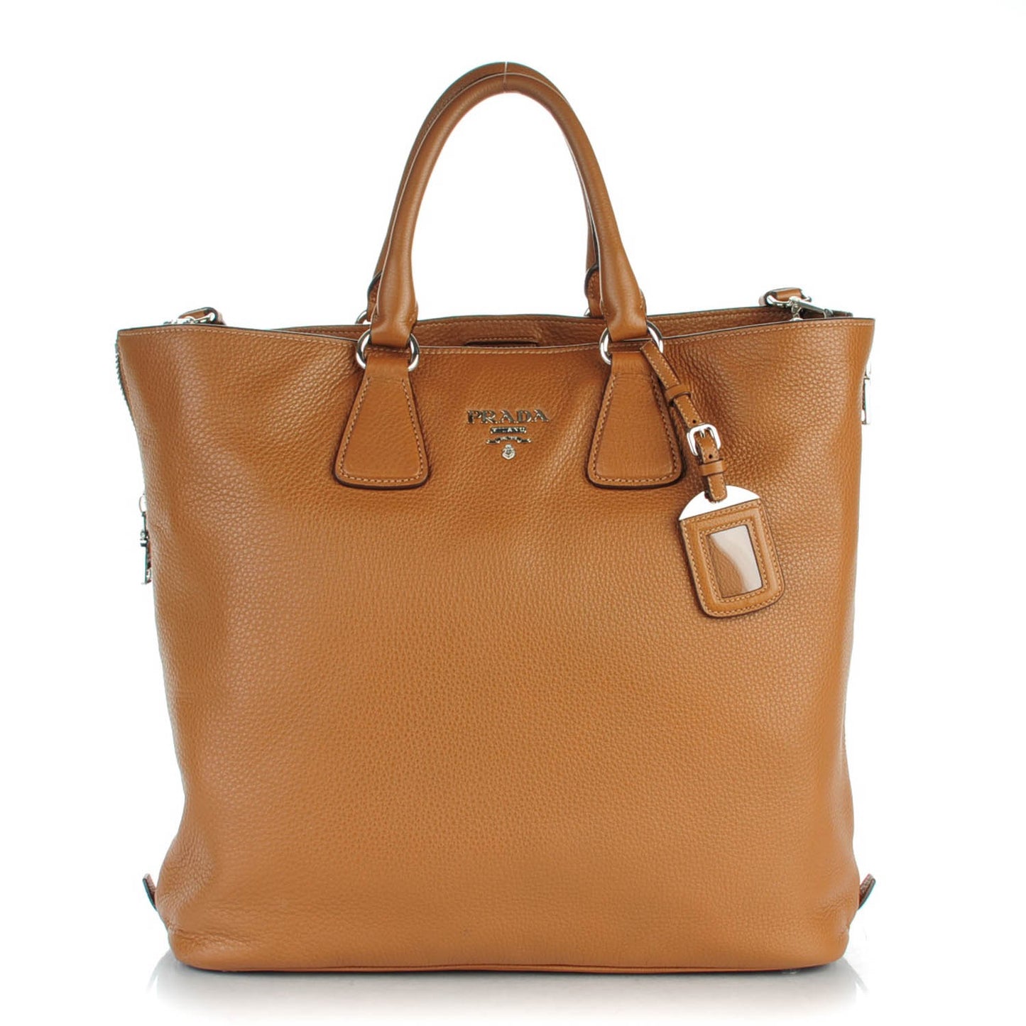 Vitello Phenix Side Zip Shopping Tote Cannella