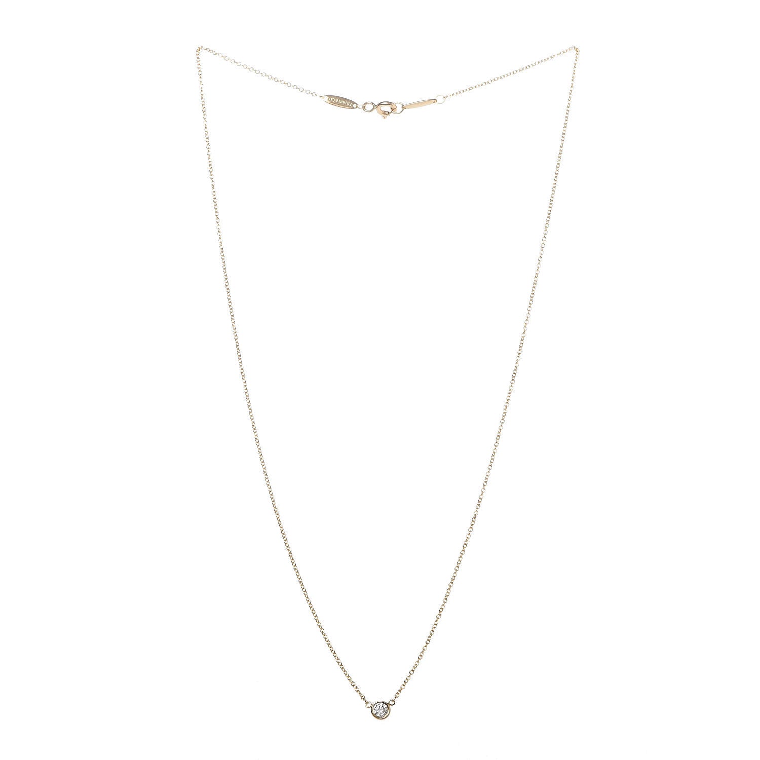 Tiffany 18K Yellow Gold Diamond .14ct Elsa Peretti Diamonds by the Yard Pendant Necklace 3 of 6