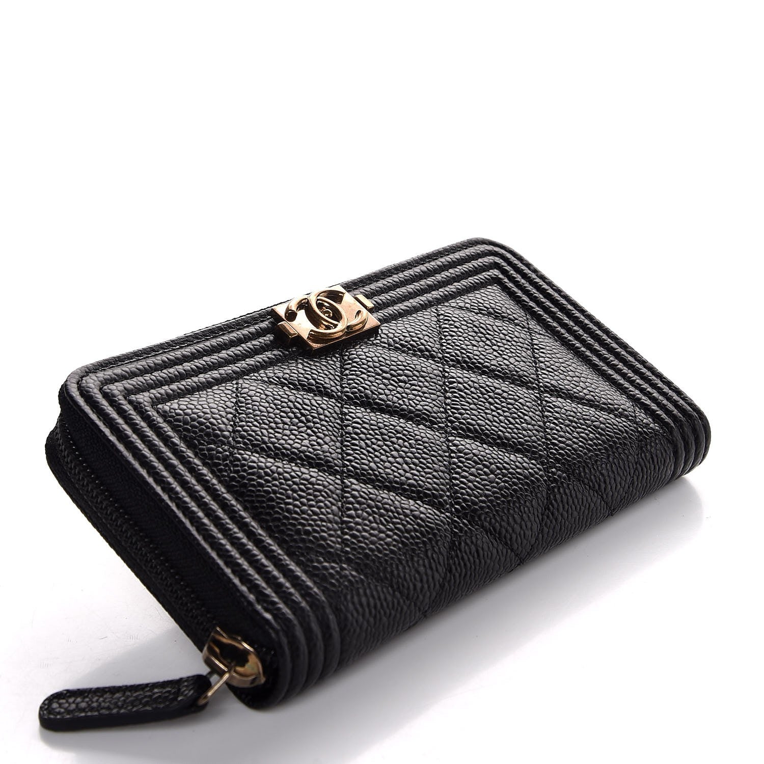 Chanel Caviar Quilted Small Boy Zip Around Wallet Black 4 of 9