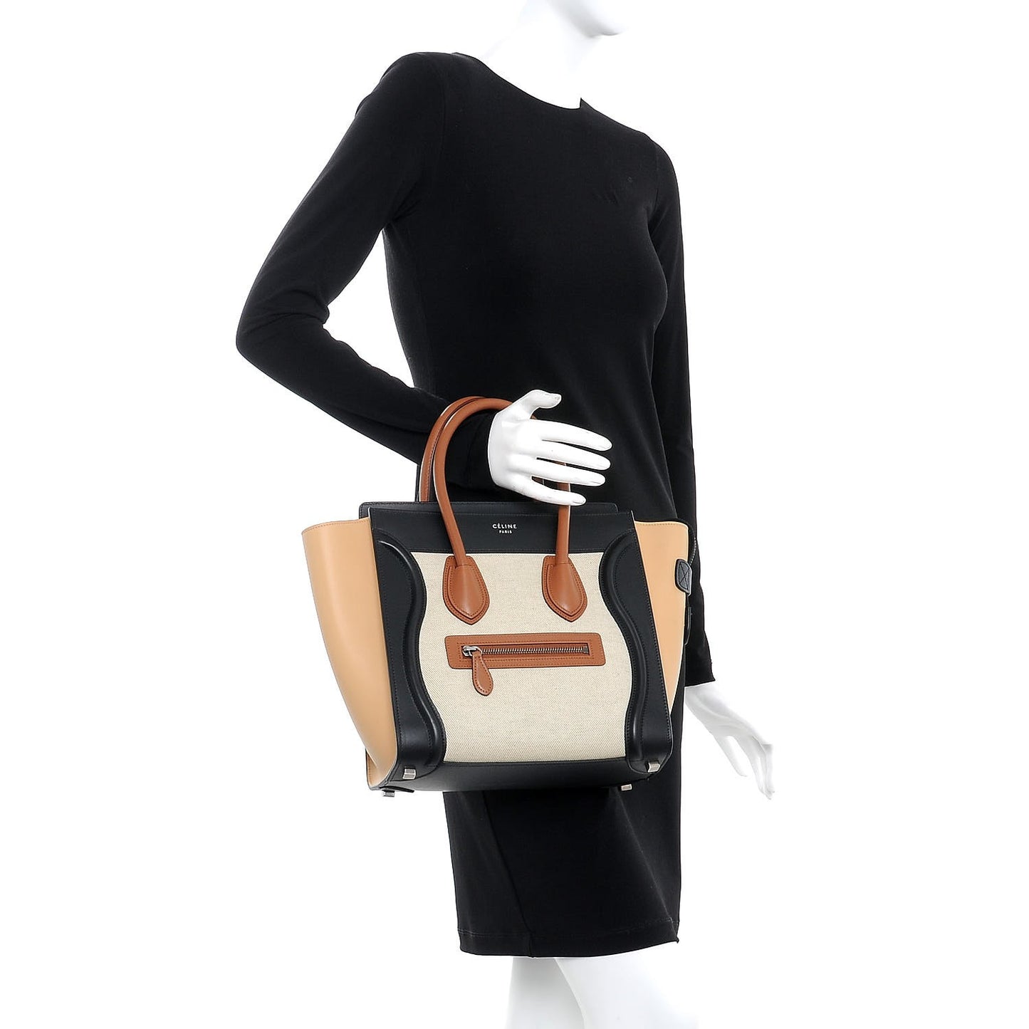 Calfskin Linen Micro Tri-Color Luggage Natural