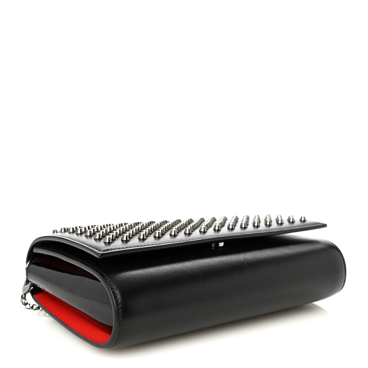 Christian Louboutin Calfskin Patent Spikes Paloma Clutch Black 4 of 10