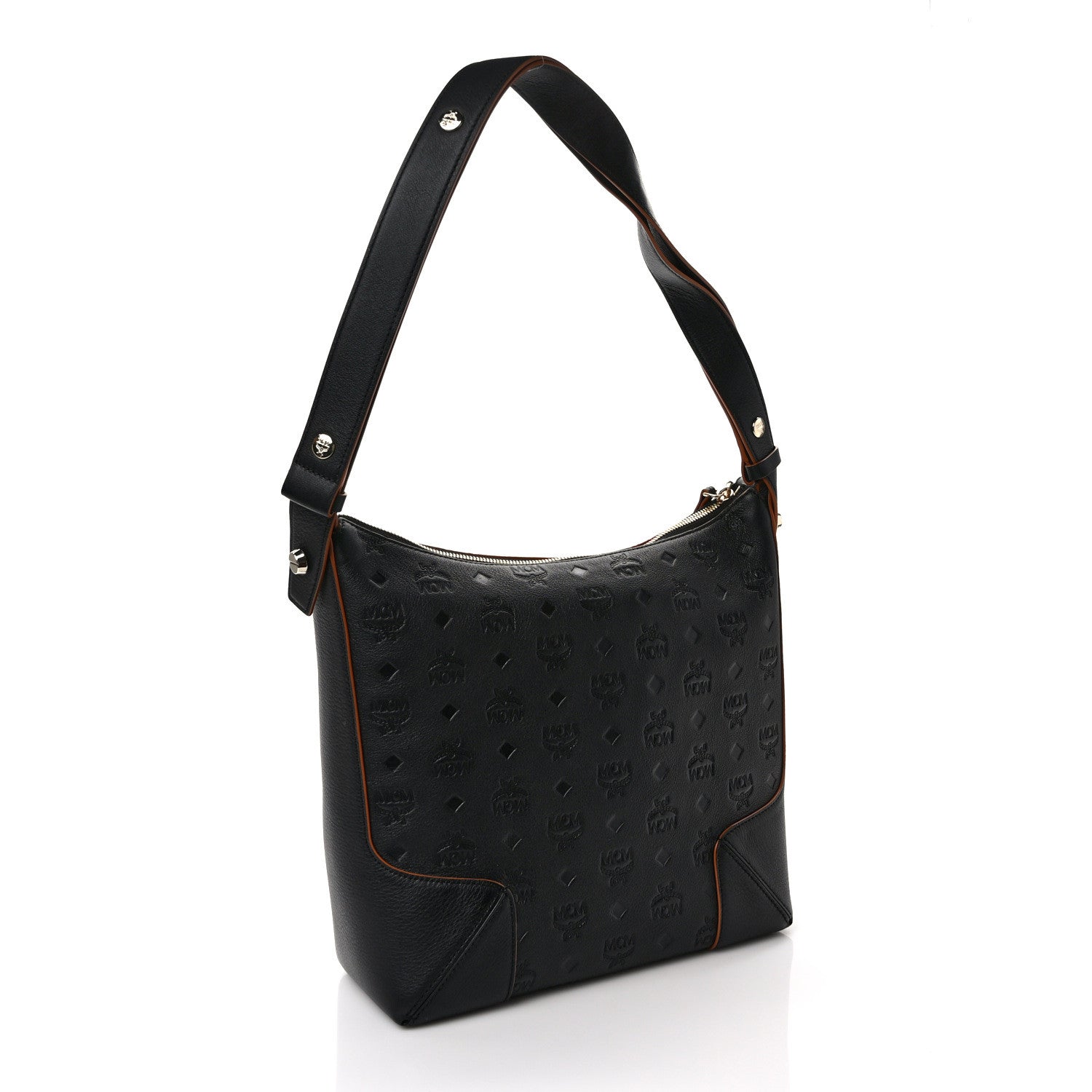 MCM Calfskin Ottomar Monogram Medium Klara Hobo Black 3 of 8