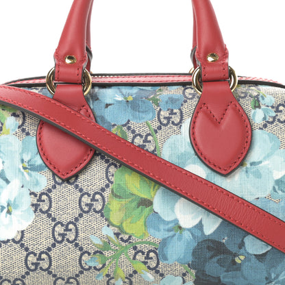 Gucci GG Supreme Monogram Blooms Mini Boston Navy Blue Hibiscus 8 of 10