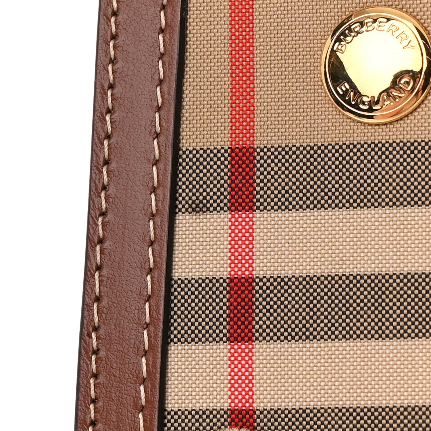 Burberry Calfskin Vintage Check Two Handle Title Bag Archive Beige 12 of 13