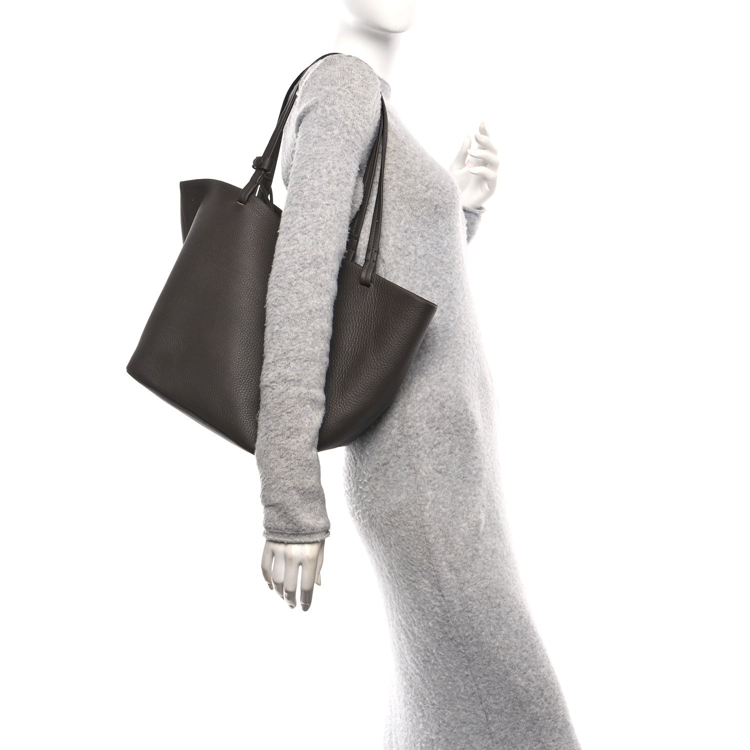 The Row Grained Calfskin Park Tote Three Acajou Deep Brown 2 of 10
