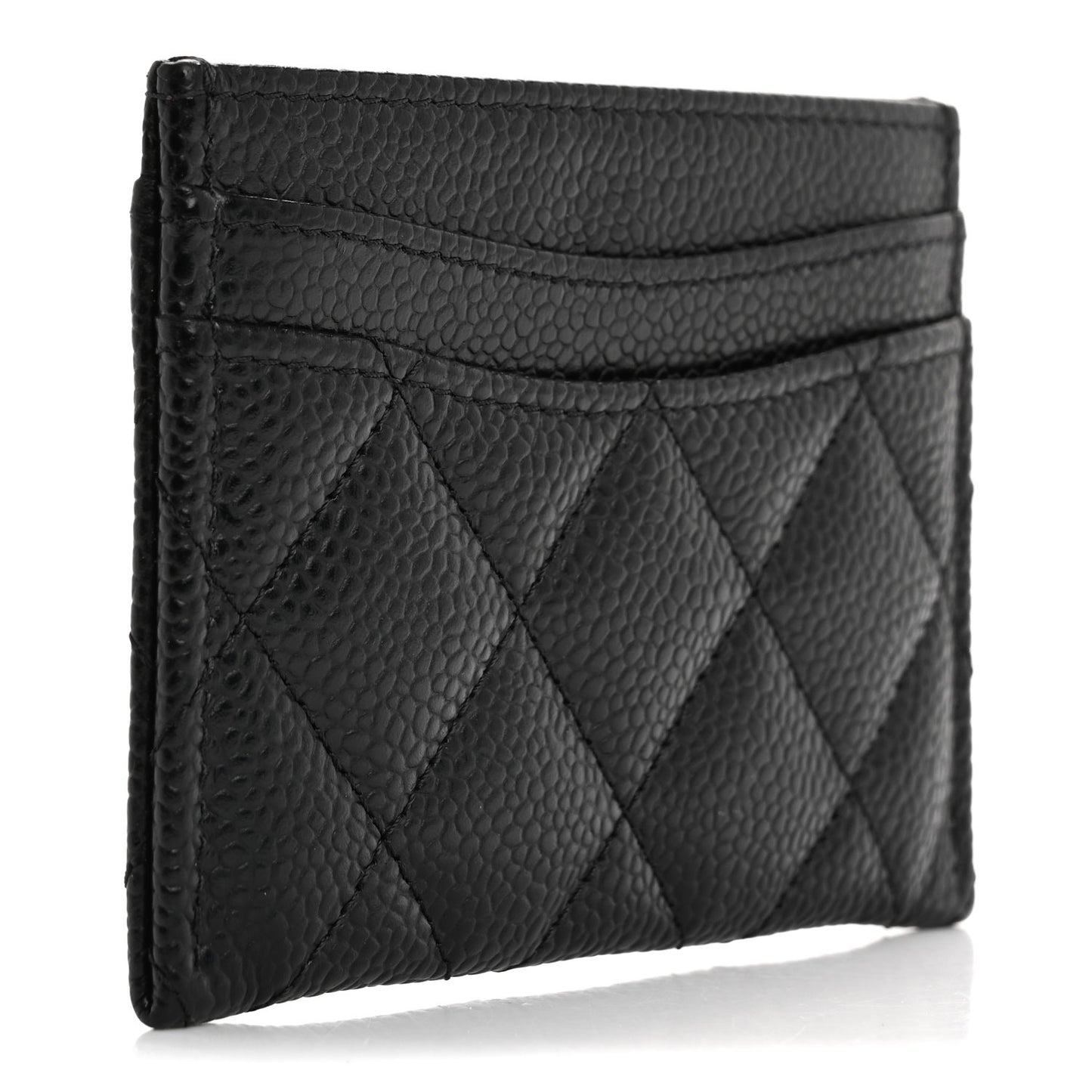 Caviar Quilted Card Holder Black