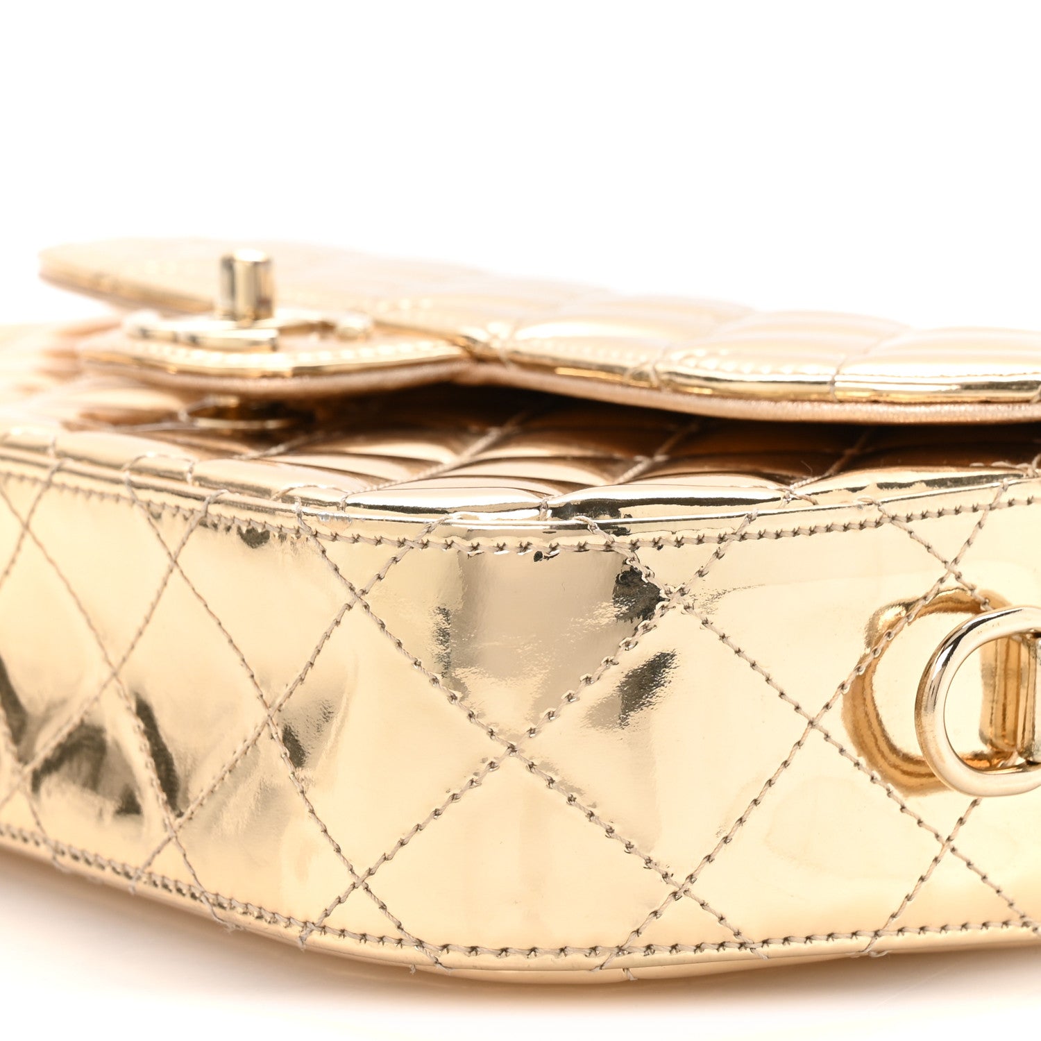 Chanel Mirror Calfskin Metallic Calfskin Medium Hollywood Boulevard Flap With Star Coin Purse Light Gold 10 of 11