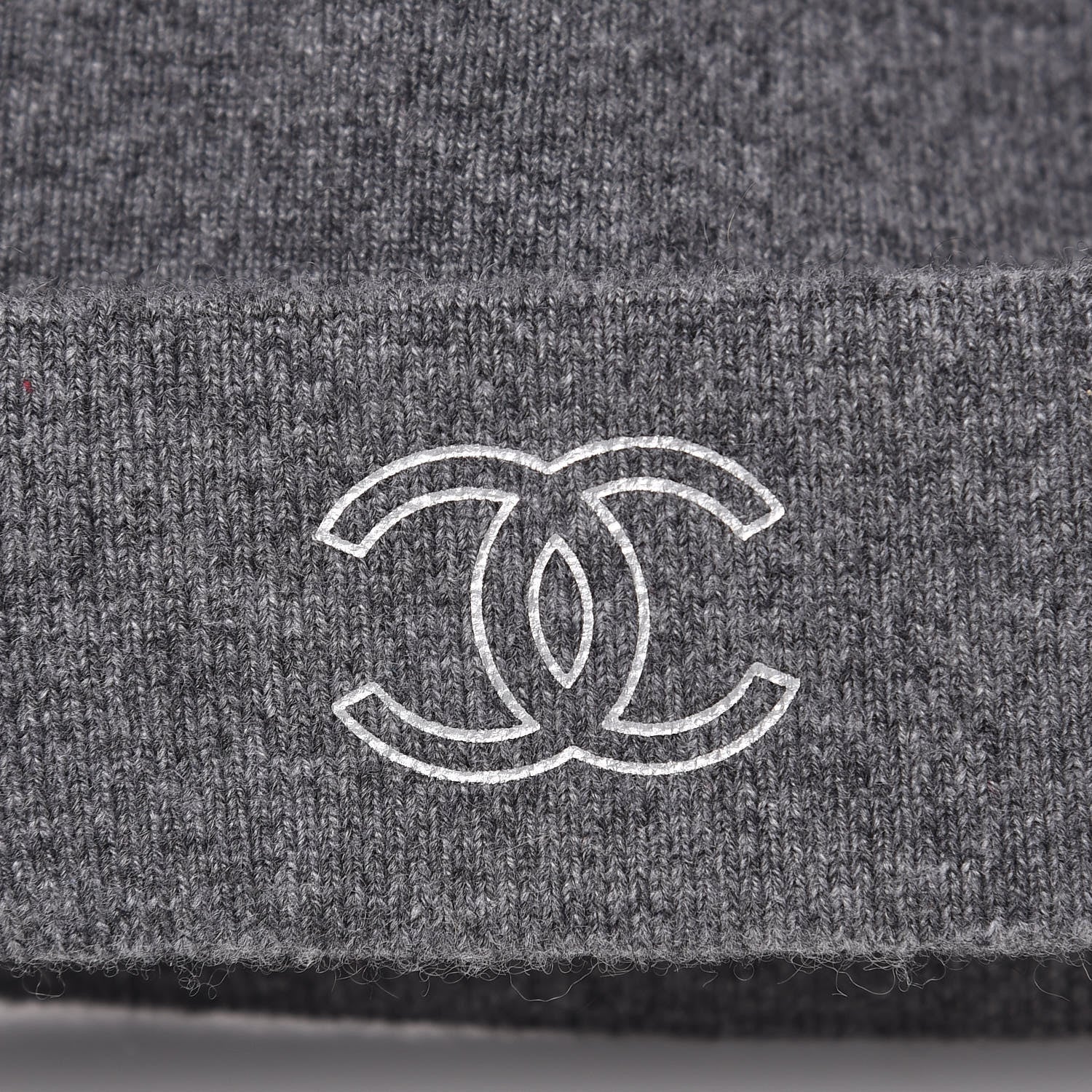 Chanel Cashmere Blend CC Beanie Hat Grey 5 of 5