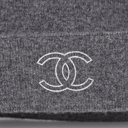 Chanel Cashmere Blend CC Beanie Hat Grey 5 of 5