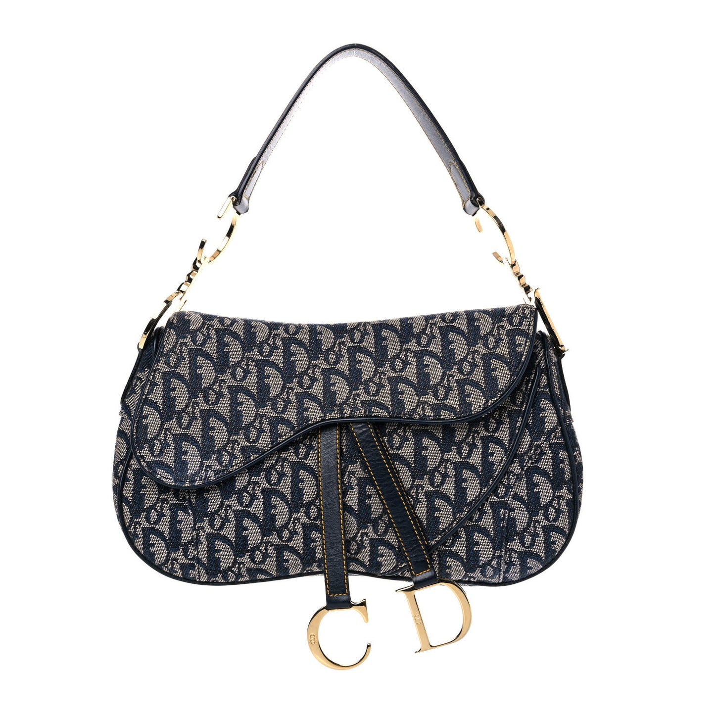 Monogram Double Saddle Bag Navy Blue