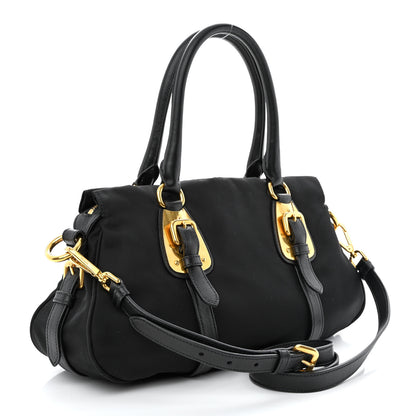 Prada Tessuto Nylon Soft Calfskin Shopping Satchel Black 3 of 13