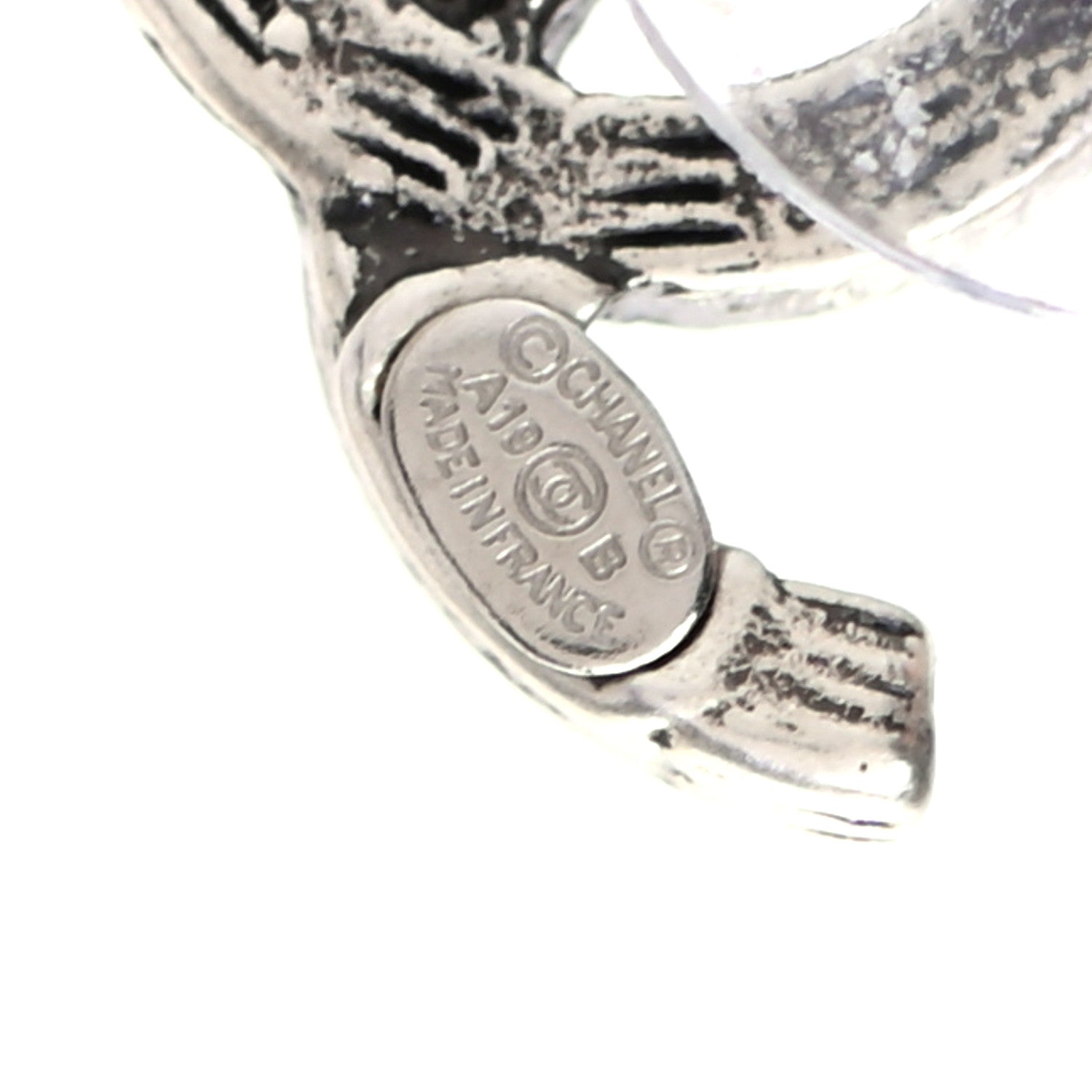 Chanel Crystal Royal Flush CC Stud Earrings Silver 4 of 5