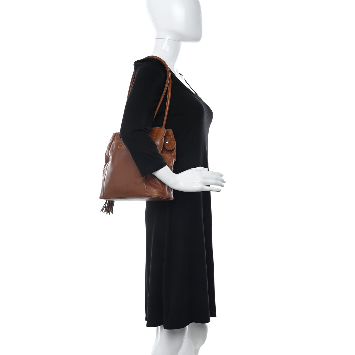 Lambskin Tassel Shoulder Bag Brown