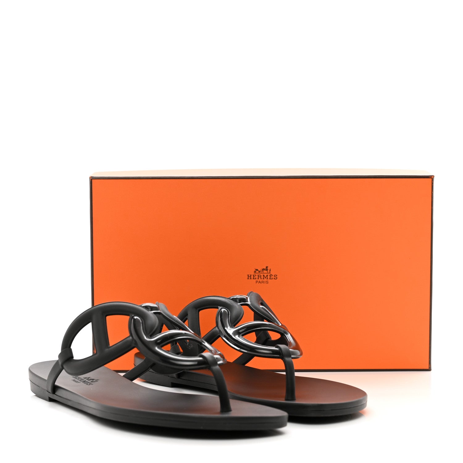 Hermes Rubber Womens Egerie Sandals 40 Black 8 of 8